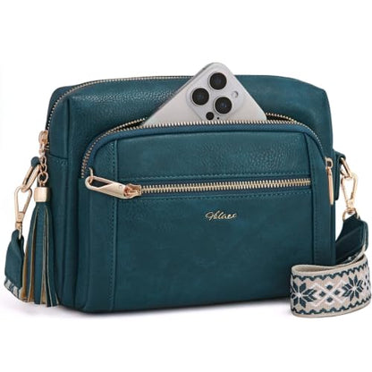 Vegan Leather Crossbody Bags for Women Anti theft Purses and Handbag - color: Turquoise Blue