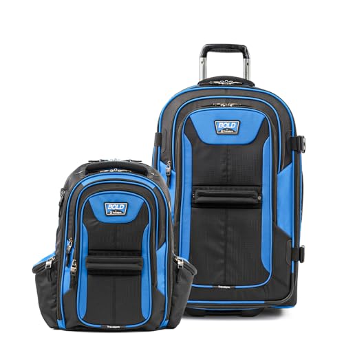 Travelpro Bold Softside Checked Medium Luggage & Backpack Set, Blue/Black - color: Blue, size: Medium