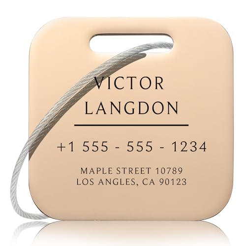 Stainless Luggage Tags for Suitcases: Metal Personalized Luggage Tags and Bags with Customizable Texts (Rose Gold) - color: Classic Square-rose Gold