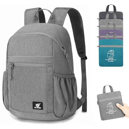 SKYSPER Anti Theft Hiking Backpack, 20L RFID Packable Travel Daypack, Lightweight Foldable Back Pack for Walking Daytrip - color: Grey, size: Medium