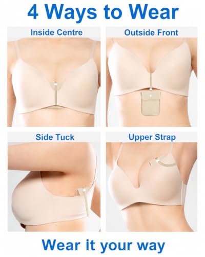 RFID-Blocking Travel Bra Wallet, Hidden Money Pouch with Elastic Strap - color: Nude, size: Credit Card Size