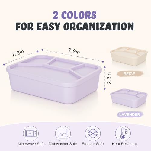 Ziliny 2 Pcs Silicone Bento Box Reusable Lunch Container, Light Color 2 - color: Light Color 2