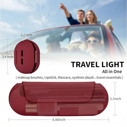 2 IN 1 Silicone Makeup Brush Holder with Beauty Make Up Sponge Holder Case | Soft Portable Cosmetic Face Brushes Holder with Upgrade Anti-Fall Out Magnetic Closure - Red - color: Red, style: Brush Holder & Case
