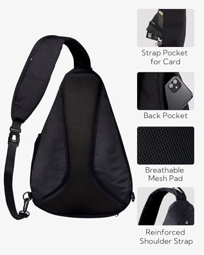 WATERFLY Large Sling Bag Crossbody Backpack Chest Pack for Men Women - color: Black