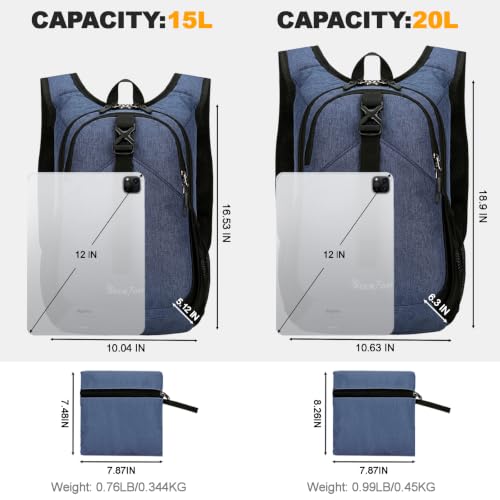Seektop 15L Small Hiking Backpack for Women Men, Lightweight Hiking Daypack - color: Dark Blue, size: 20L