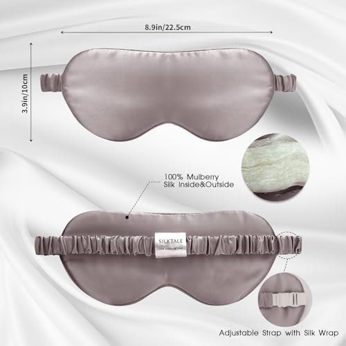 Mulberry Silk Blackout Adjustable Sleep Eye Mask for Men/Women Travel Plane,Taupe - color: Taupe