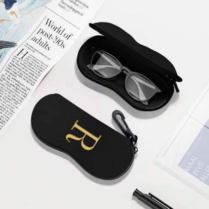 Initial Sunglasses Soft Case, Ultra Light Portable Neoprene Zipper Glasses Case for Men Women - color: Letter-r