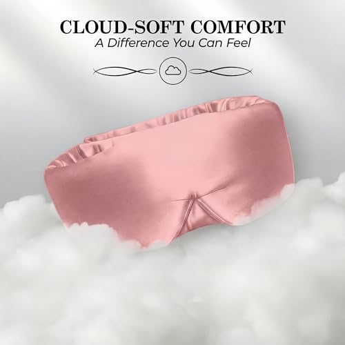 SLEEP SANCTUARY 100% Pure Mulberry Silk Sleep Mask - 22 Momme Light Blocking Hook & Loop Silk Eye Mask for Sleeping - Secure Fit for Side Sleepers, Women & Men - Cloud Soft (Pink) - color: Pink