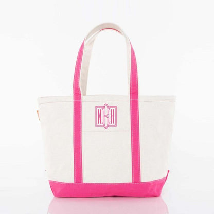 CB STATION Medium Classic Personalized Monogram Canvas Tote Bag for Women – Customized Gift for Birthday, Wedding - color: Hot Pink