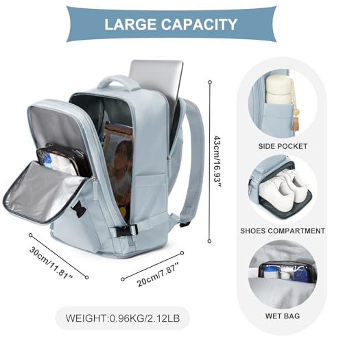 coowoz Carry On Backpack Women Men Travel Backpack Airline Approved Laptop Backpack Sport Rucksack - color: A-blue