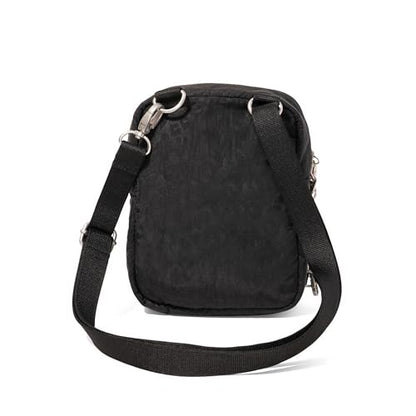 Baggallini Securtex® Anti-theft Mini Everything Crossbody Bag, 6.3"x8.25" Rfid, Locking Zippers & Cut-resistant Strap - color: Black Cheetah Emboss
