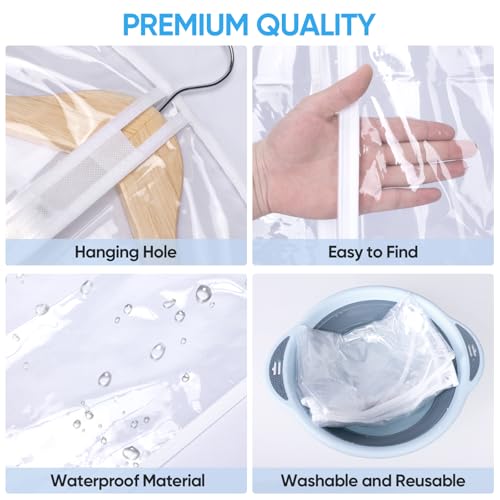 BALEINE 2PK Clear Garment Bags for Hanging Clothes, 60" Dress Suit Bag - color: Clear, size: 60" 2PK