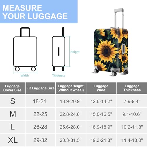 ANNA QUEEN Travel Luggage Cover Suitcase Protector Suitcase Cover Anti-Scratch,Stretchable Bag Cover Washable Durable Polyester - color: sunflower, size: S(fits 20-22inch suitcase)