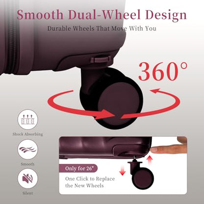 Luggage 4 Piece Set Suitcase with TSA, Airline-Approved Hard Shell Expandable Double Spinner Rolling Wheels Suitcases for Lightweight Travel (Dark Purple, 28in26in20in13in) - color: Dark Purple
