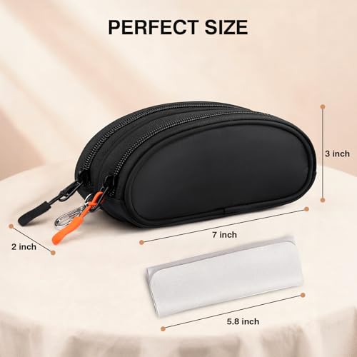 Marvolia Double Glasses Case Large Soft Eyeglass Case for Women Men - color: Black