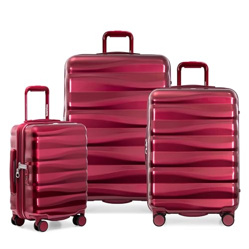 Traveler's Choice Edinburgh II Hardside Spinner Luggage, TSA Lock, Red, 3 Piece Set (21/25/29) - color: Red, size: 3 Piece Set (21/25/29)