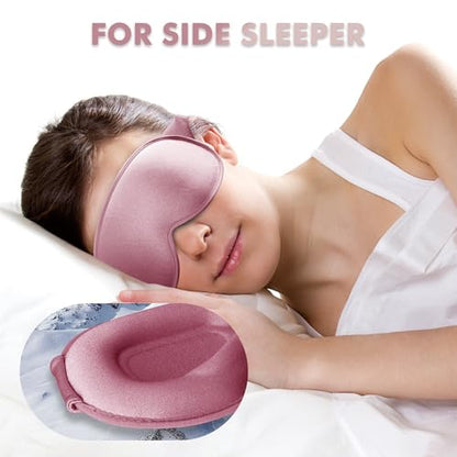 Sleep Mask for Men and Women, 3D Blackout Eye Mask for Side Sleepers, Rose - color: Rose