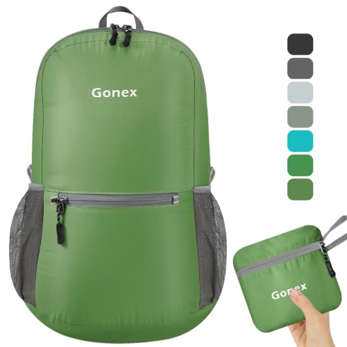 Gonex Packable Daypack Backpack 20L Lightweight Foldable Travel Bag - color: Dark Green