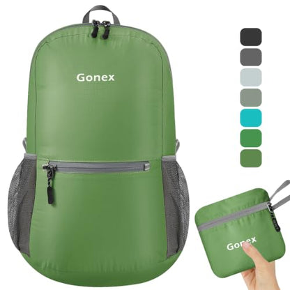 Gonex Packable Daypack Backpack 20L Lightweight Foldable Travel Bag - color: Dark Green