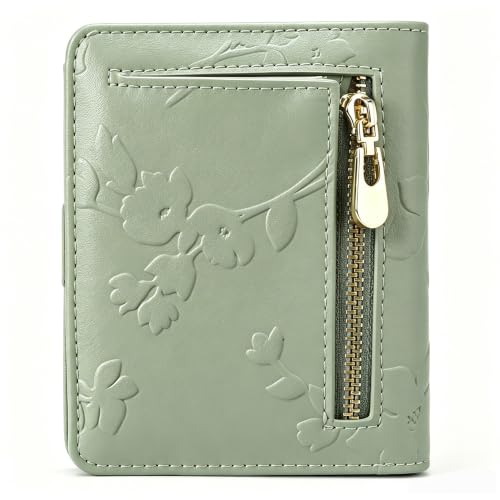 Small RFID Womens Wallet Travel Bifold Compact Slim thin Credit Card Holder - color: Green