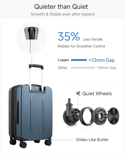 LUGGEX Carry On Front Pocket Suitcase, Expandable Polycarbonate, Blue, 21" - color: Blue, size: 21 Inch