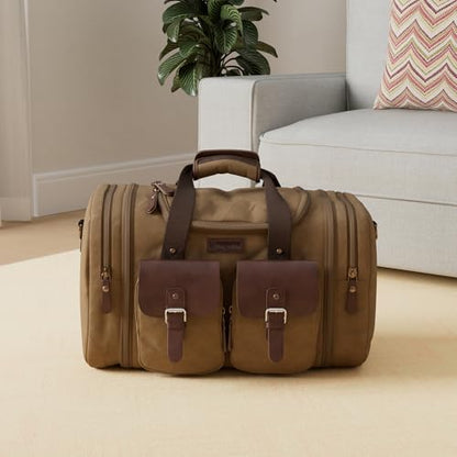 Wildroad Canvas Duffle Bag - 50L Expandable Weekender Overnight Travel Bag - color: Coffee, size: Large-50L Duffle Bag