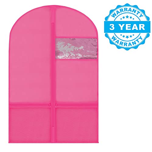 Plixio Garment Bags for Kids Dance Costumes with, Pink: 36" x 23" Window - color: Pink, size: 3 Pack : 36"