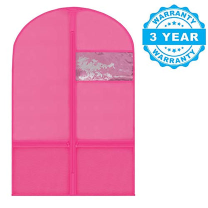 Plixio Garment Bags for Kids Dance Costumes with, Pink: 36" x 23" Window - color: Pink, size: 3 Pack : 36"