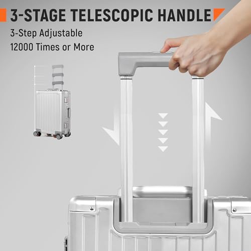 VentureVault All Aluminum Zipperless Carry On Luggage, 20 Inch, Silver - color: Silver, size: 20-Inch
