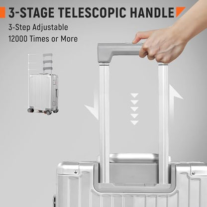 VentureVault All Aluminum Zipperless Carry On Luggage, 20 Inch, Silver - color: Silver, size: 20-Inch