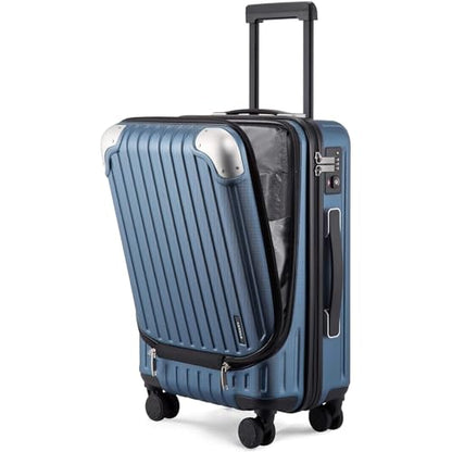LEVEL8 Carry on Luggage 22x14x9 Airline Approved, 20" Suitcases with Wheels - color: Blue, size: 20 Inch