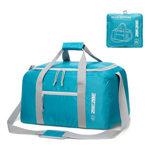 Foldable Travel Bag 37L, Weekender Duffel Bag for Short Trips - color: Light Blue, size: 37L