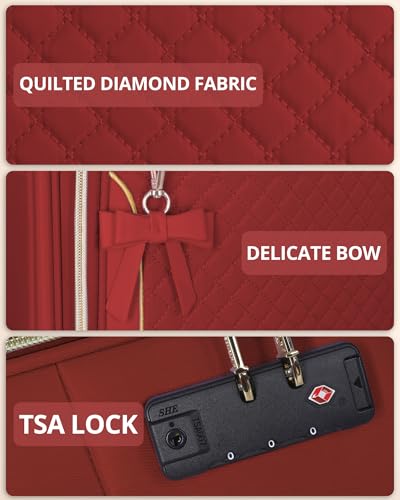 Carry On Luggage 22x14x9 Airline Approved, 20" Softside Suitcase for Travel - color: Red