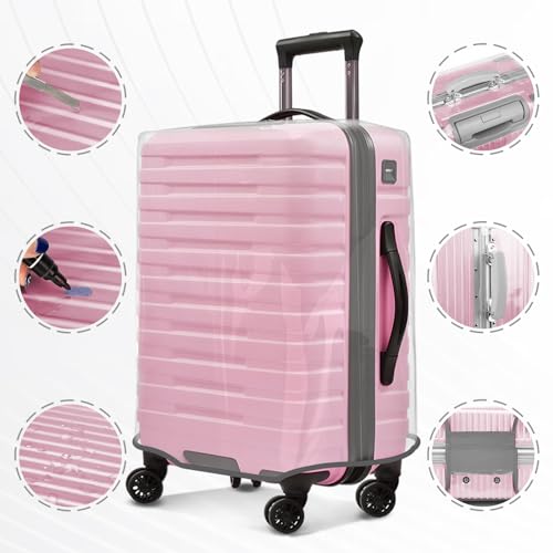 3 Pack Clear Luggage Covers for Suitcase Fits 20 24 28 Inch Wheeled Luggage | PVC 0.4MM Thick Waterproof Anti Scratch Travel Suitcase Protector Cover - color: Grey