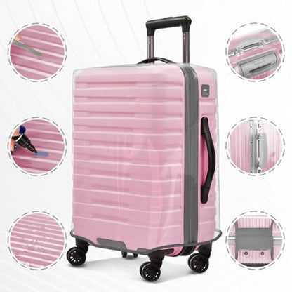 3 Pack Clear Luggage Covers for Suitcase Fits 20 24 28 Inch Wheeled Luggage | PVC 0.4MM Thick Waterproof Anti Scratch Travel Suitcase Protector Cover - color: Grey