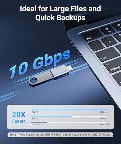 Syntech USB C to USB Adapter Pack of 2, USB 3.0 to Thunderbolt 5/4 Adapter - color: Blue, size: 1.08 X 0.65 X 0.32 Inch