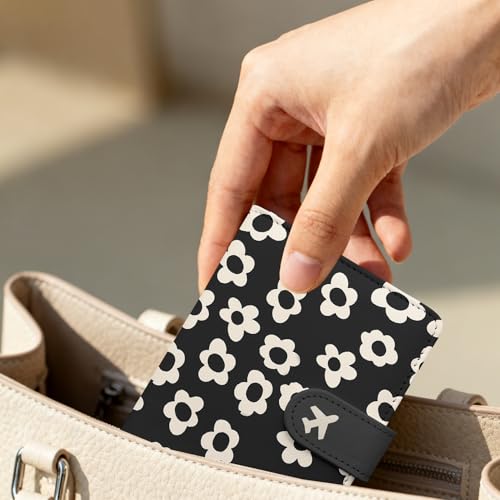 Passport Holder, Cute Travel Wallet Cover with RFID Blocking,Flower - color: D-Graphic