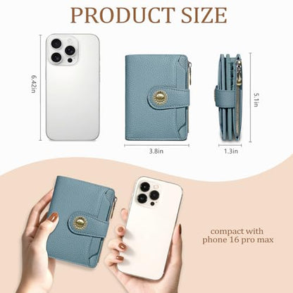Icycay Blue Small Wallet Women RFID Blocking Bifold Credit Card Holder - color: 0 Blue