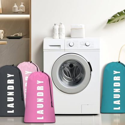 4 Piece Drawstring Travel Laundry Bag, Large Laundry Bag, Men's and Women's Dirty Laundry and Gym Bag, Waterproof Wetproof Travel Bag - color: （A）4 Piece