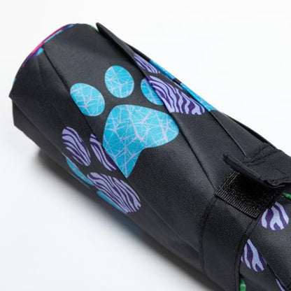 Whimsical Paw Print Compact Small Folding Travel Umbrella Auto Open Close - color: Tapestry of Paws