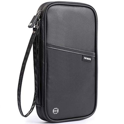 VanFn RFID Travel Passport Wallet, Family Passport Holder, Trip Document Organizer P.Travel Series (Nylon - Black) - color: Black