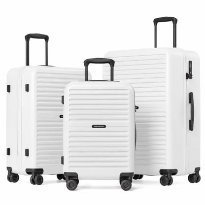 LONG VACATION Luggage Set Lightweight Hardside with Spinner Wheels - color: White, size: 3 Piece Set