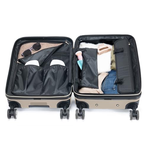 Kenneth Cole REACTION Madison Square Lightweight Hardside Chevron Expandable Spinner Luggage, Taupe, 24-Inch Checked - color: Taupe, size: 24-Inch Checked
