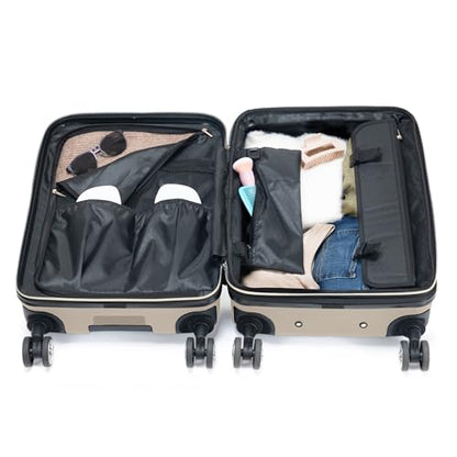 Kenneth Cole REACTION Madison Square Lightweight Hardside Chevron Expandable Spinner Luggage, Taupe, 24-Inch Checked - color: Taupe, size: 24-Inch Checked