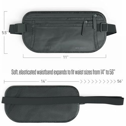 VENTURE 4TH Travel Money Belt, RFID Blocking Passport Holder - Sleek Gray - color: Sleek Gray