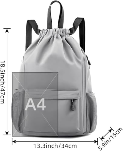 Valleycomfy Waterproof Drawstring Gym Backpack Bag for Men & Women Grey - color: A-grey