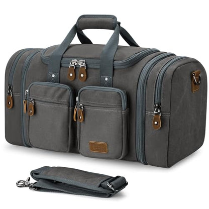 Gonex Duffle Bag for Travel, Expandable 50L Overnight Weekender Gym Bag - color: Grey, size: Large-50L