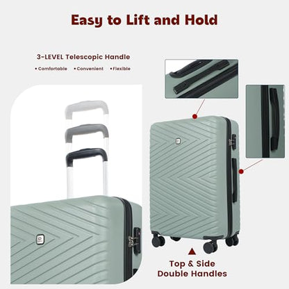 Travelhouse 9-Piece Hardshell Luggage Set with Spinner Wheels & TSA Lock - color: OLIVE GREEN, size: 9 piece