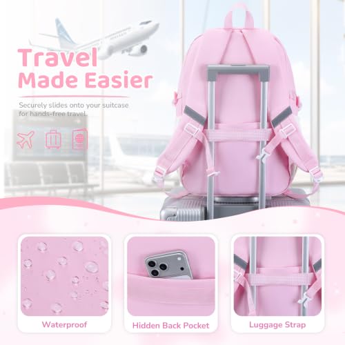 DIGOBAY Backpack for Girls, 5PCS School Bookbag with Lunch Box Pencil Case - color: Pink