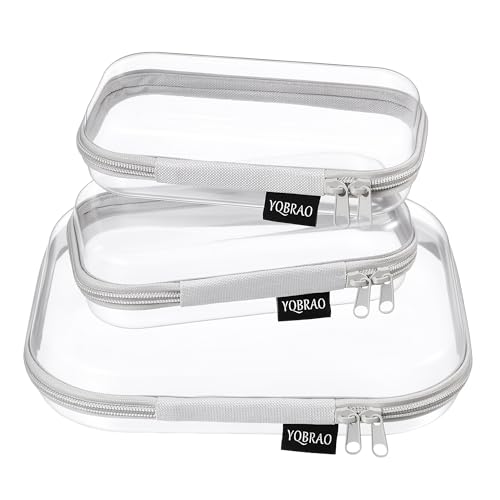 YQBRAO 3-Piece Clear Hard Shell Zipper Case Set, 1M 2S, Blue - color: Grey, size: MSS